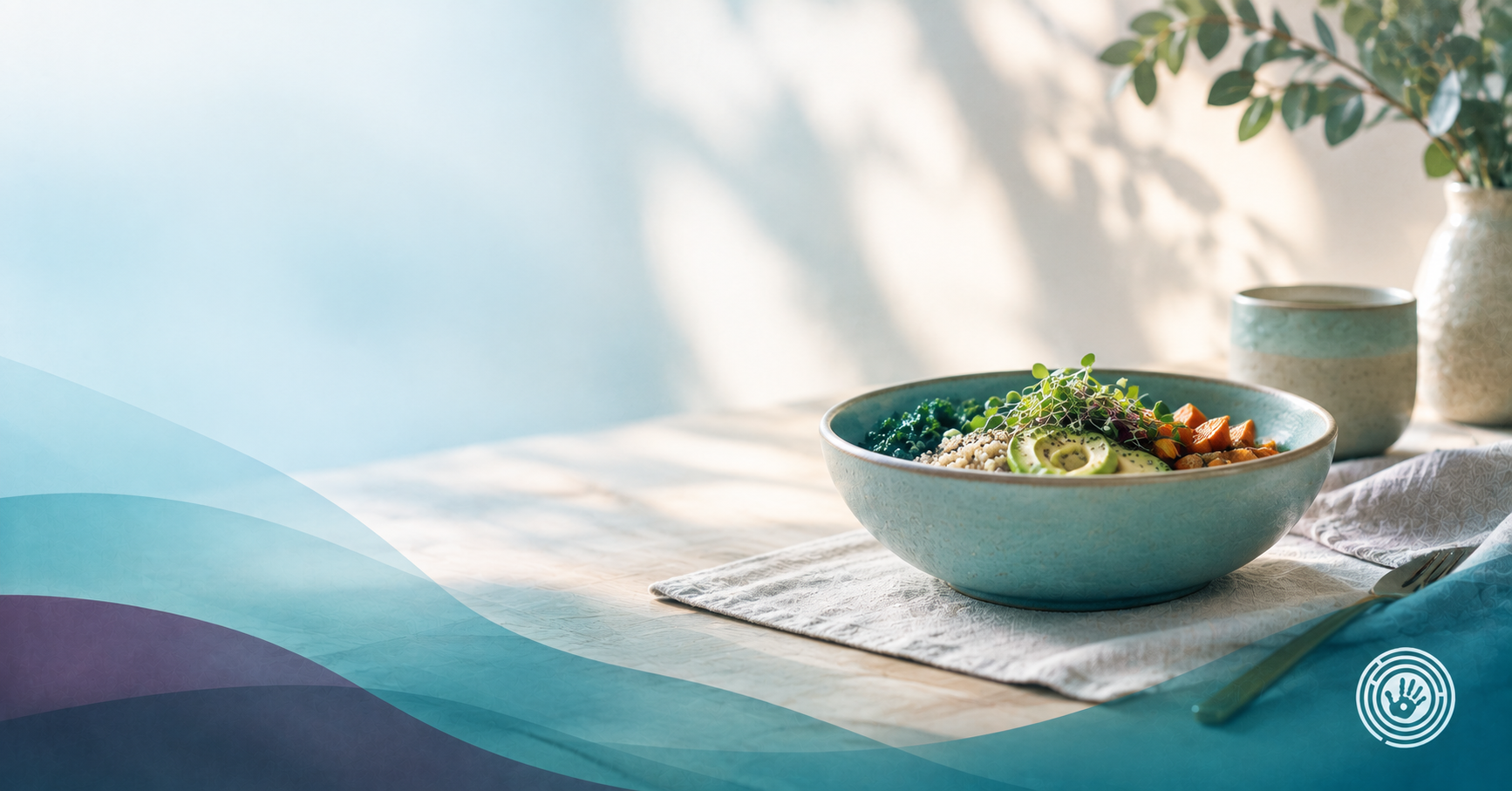 Softly lit bowl of food on a table, representing gentle, root-cause support for food sensitivity and stress